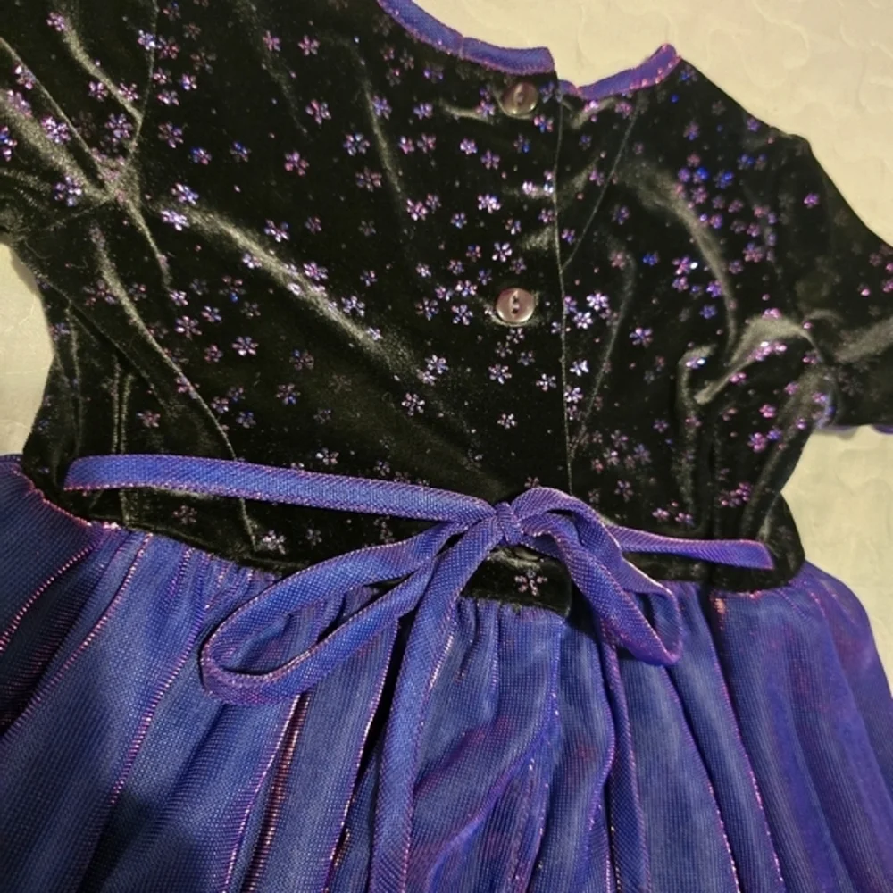 Jona Michelle Girl's Purple Dress‎ Velvet top Sheen Overlay Size 2T
